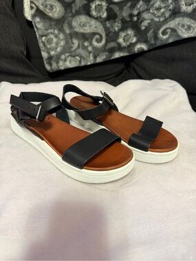 MIA Black and Brown Platform Ankle-Strap Sandals